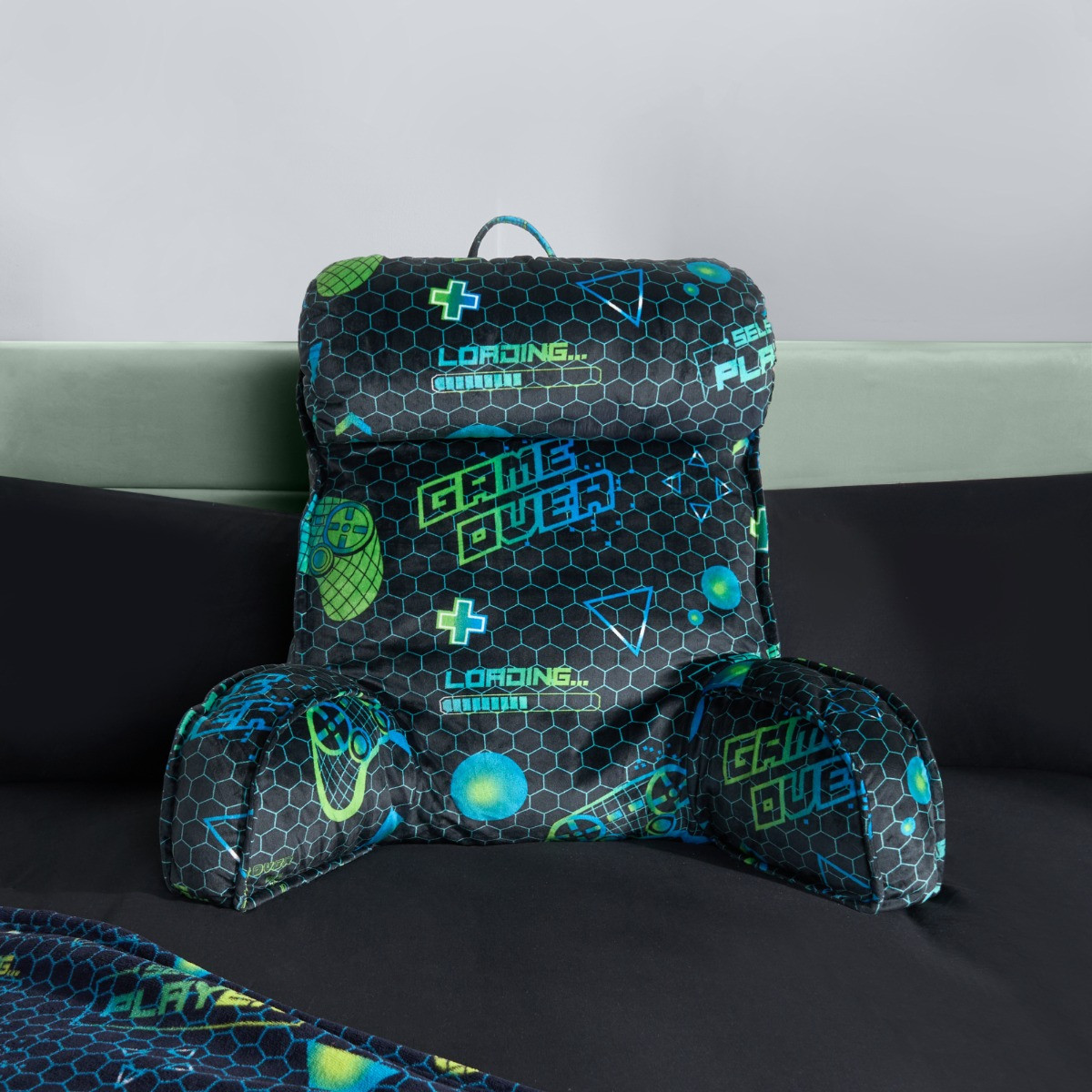 OHS Gaming Cuddle Cushion with Head Rest - Navy>