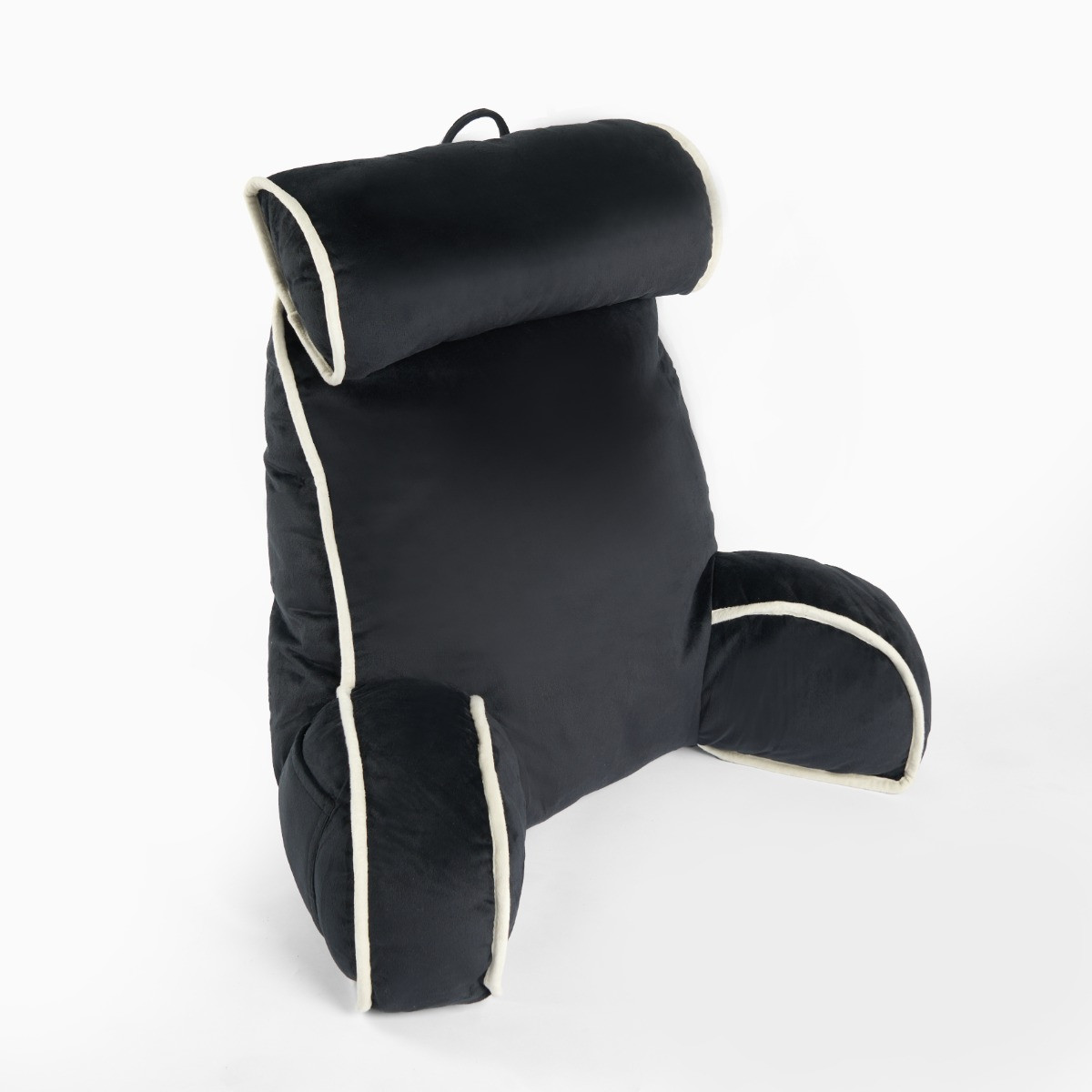 OHS Piped Edge Cuddle Cushion With Head Rest - Black>