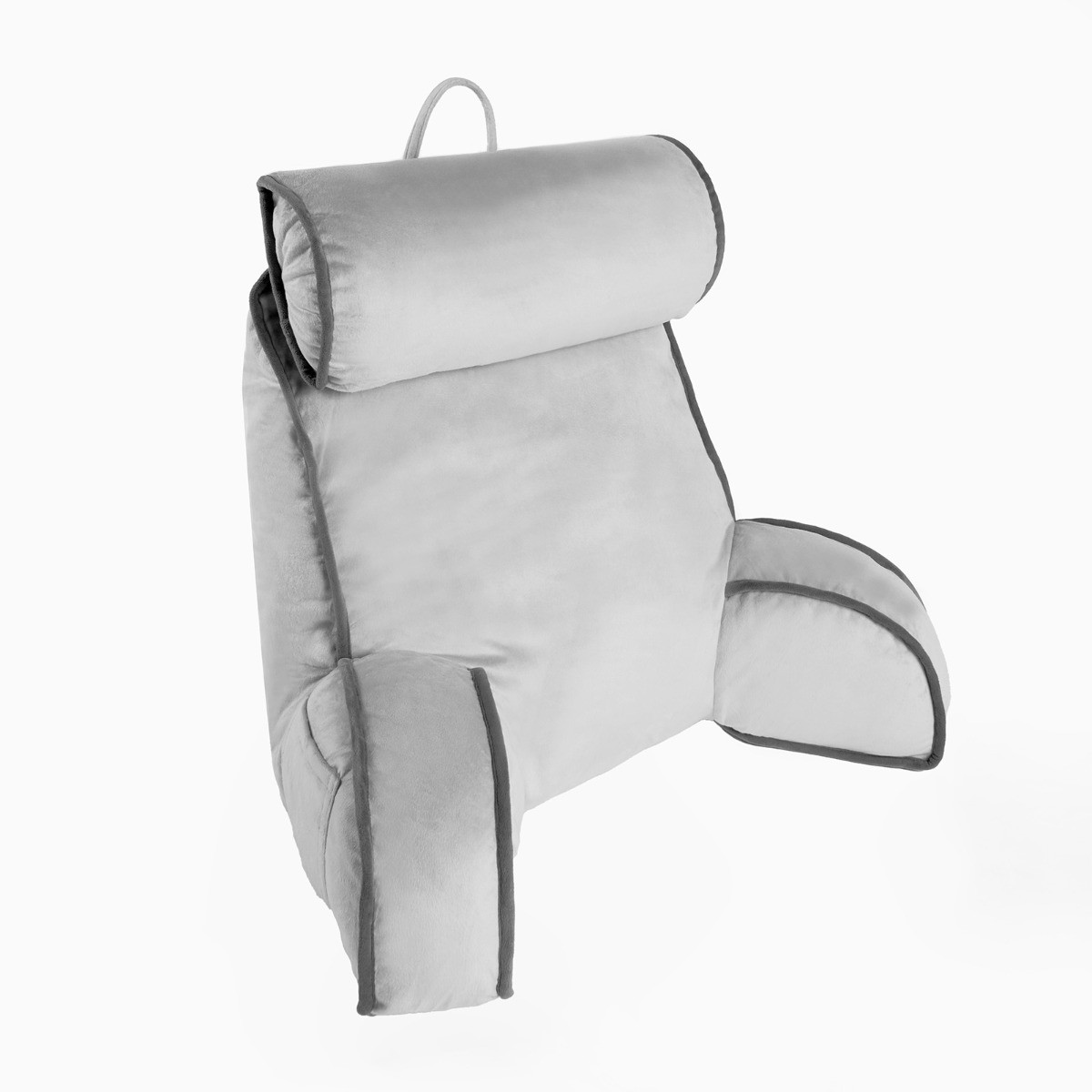 OHS Piped Edge Cuddle Cushion With Head Rest - Grey>