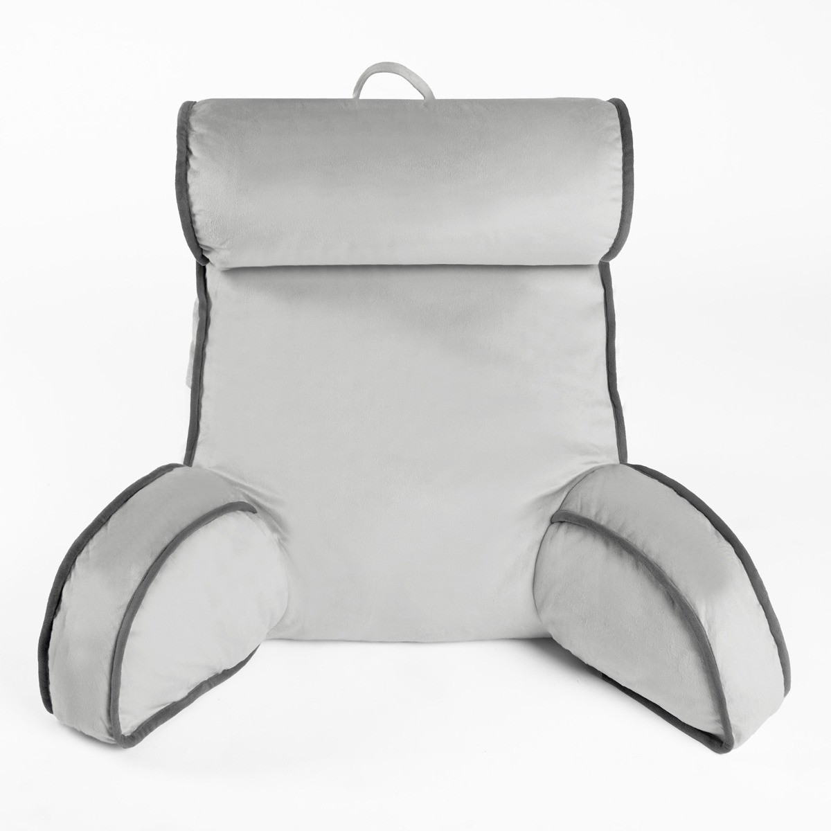 OHS Piped Edge Cuddle Cushion With Head Rest - Grey>