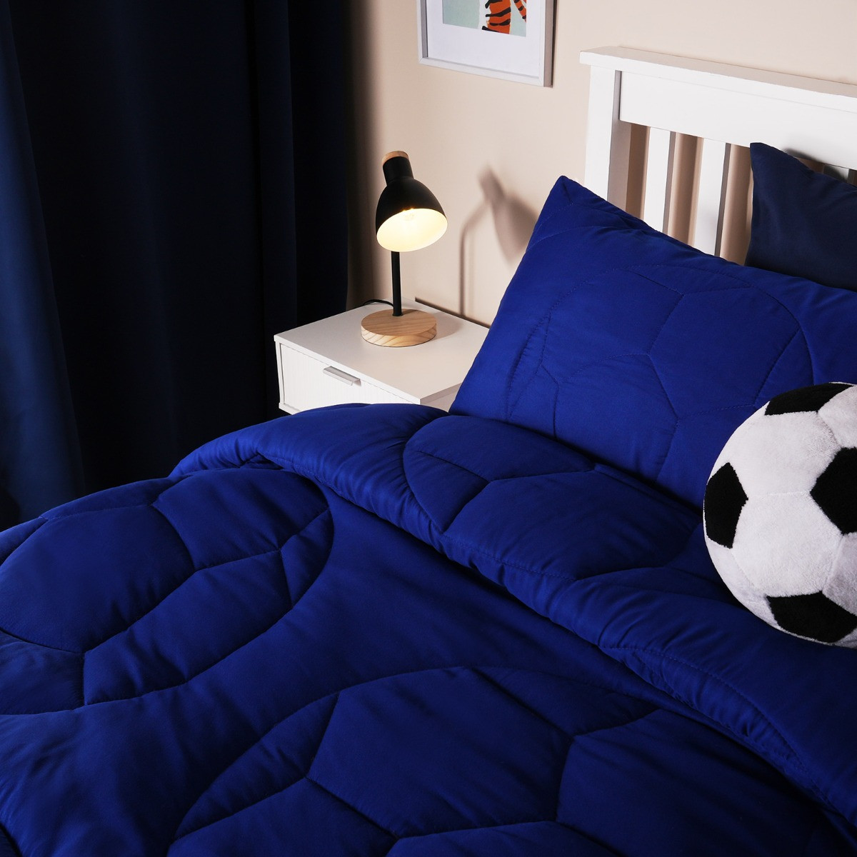 OHS Football Quilted Coverless 7.5 Tog Duvet Set - Blue>