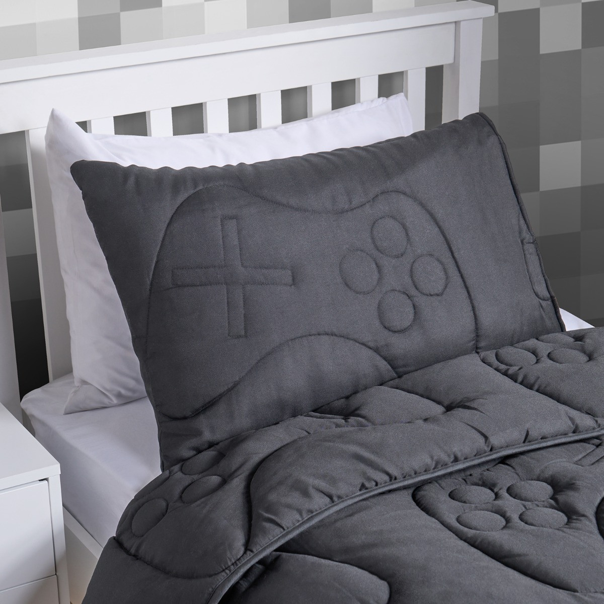 OHS Gaming Quilted Coverless 7.5 Tog Duvet Set - Charcoal>