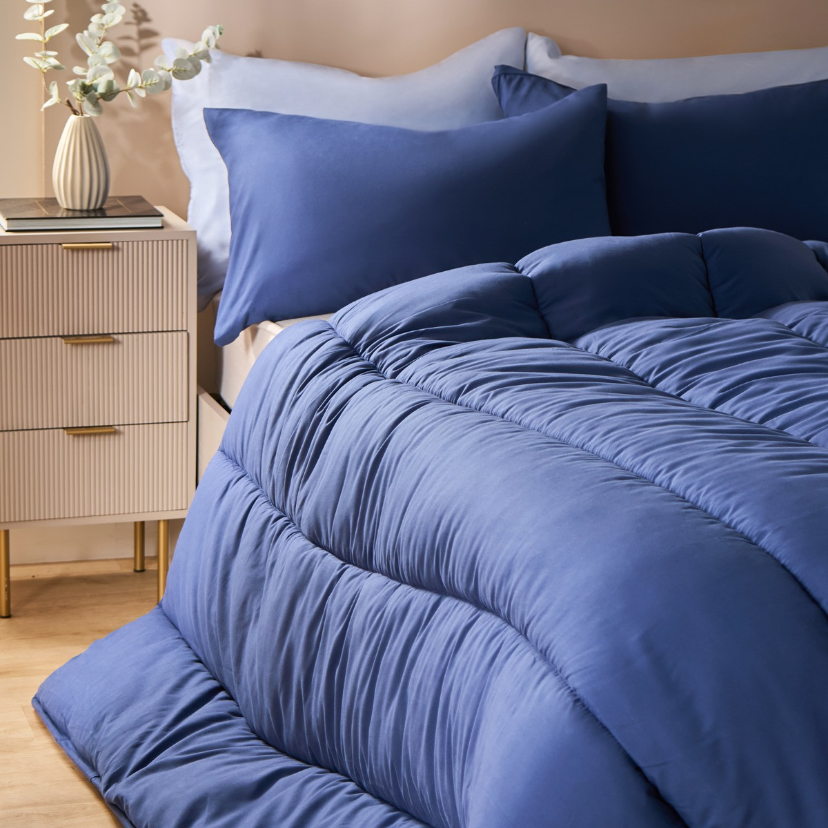 OHS Coverless 10.5 Tog Duvet Set, Navy - Single>