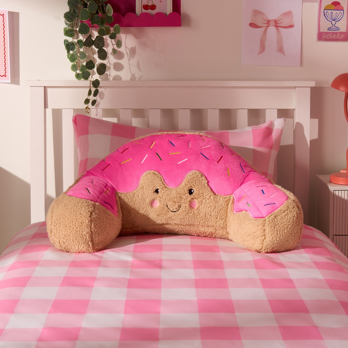 OHS Doughnut Cuddle Cushion - Brown/Pink>