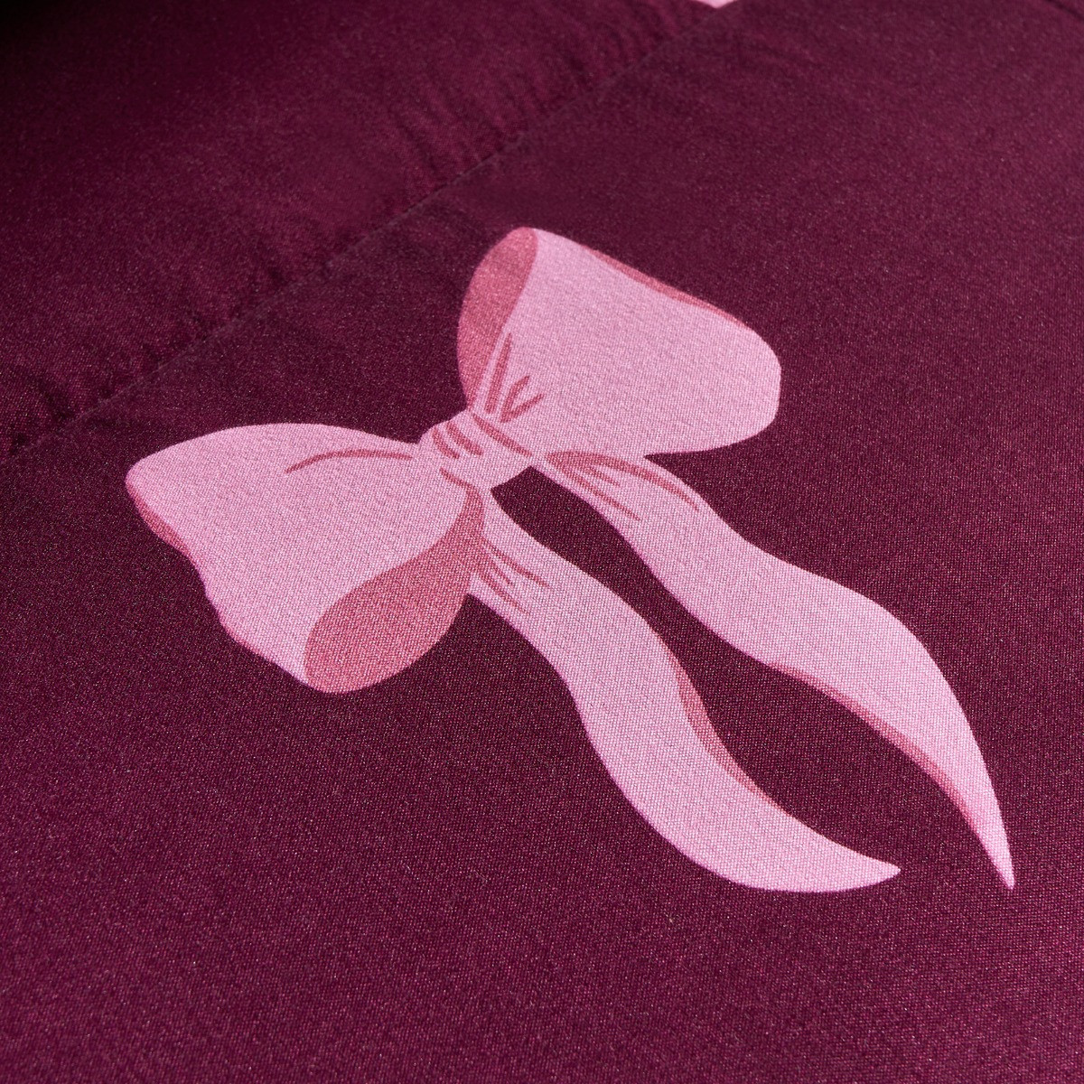 OHS Bow Print Coverless 10.5 Tog Duvet Set, Burgundy - Single>