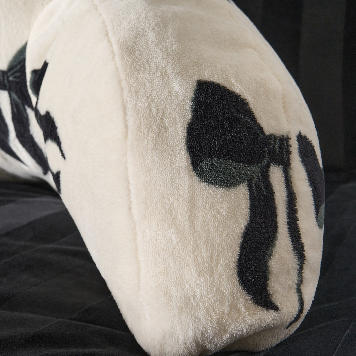 OHS Bow Print Cuddle Cushion - Monochrome>