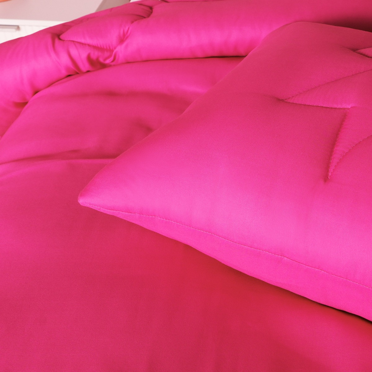 OHS Bows Quilted Coverless 7.5 Tog Duvet Set - Hot Pink>