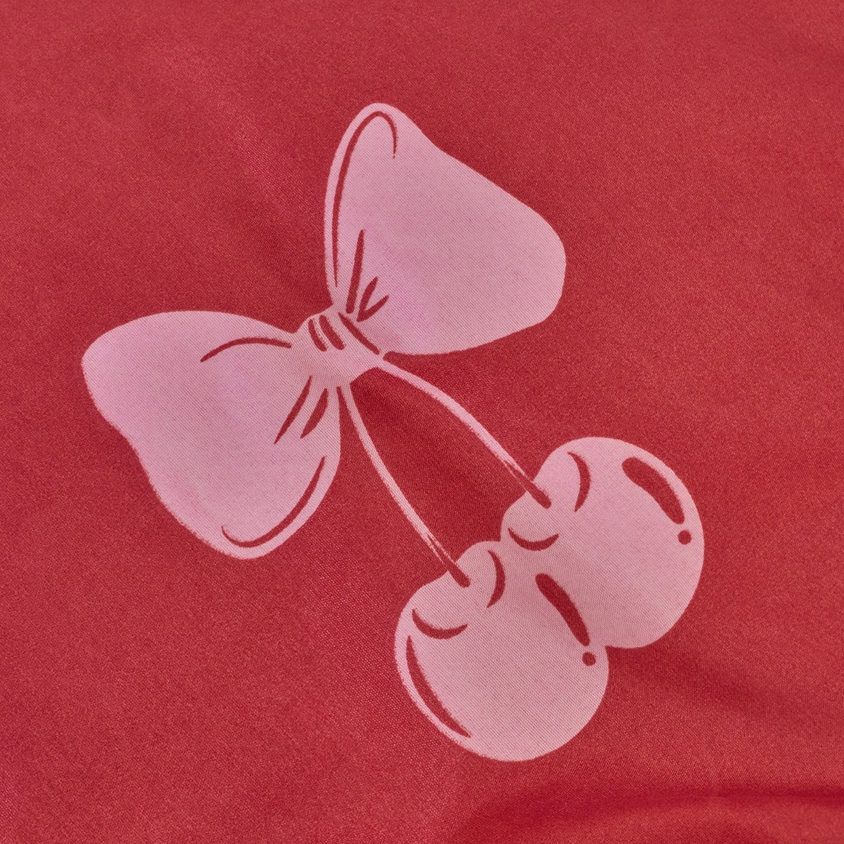 OHS Cherry Bow Print Reversible Duvet Cover Set, Pink/Red - Double>