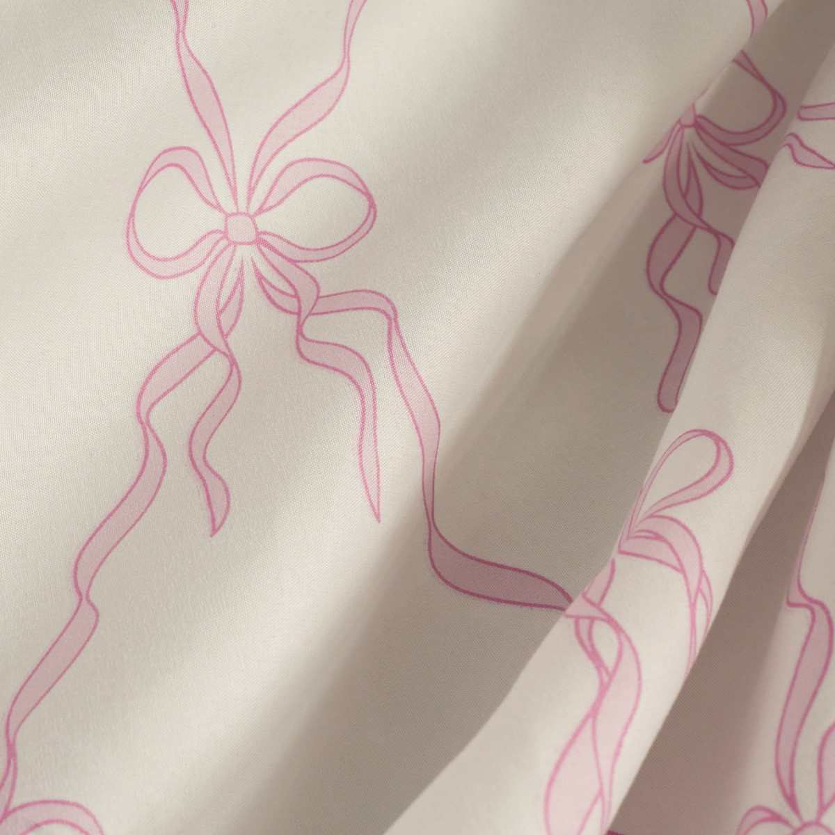 OHS Bow Ribbon Print Reversible Duvet Cover Set, Pink/White - Single>