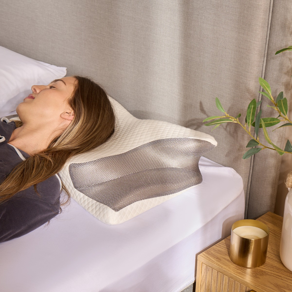 OHS Supportive Neck Pillow - White>