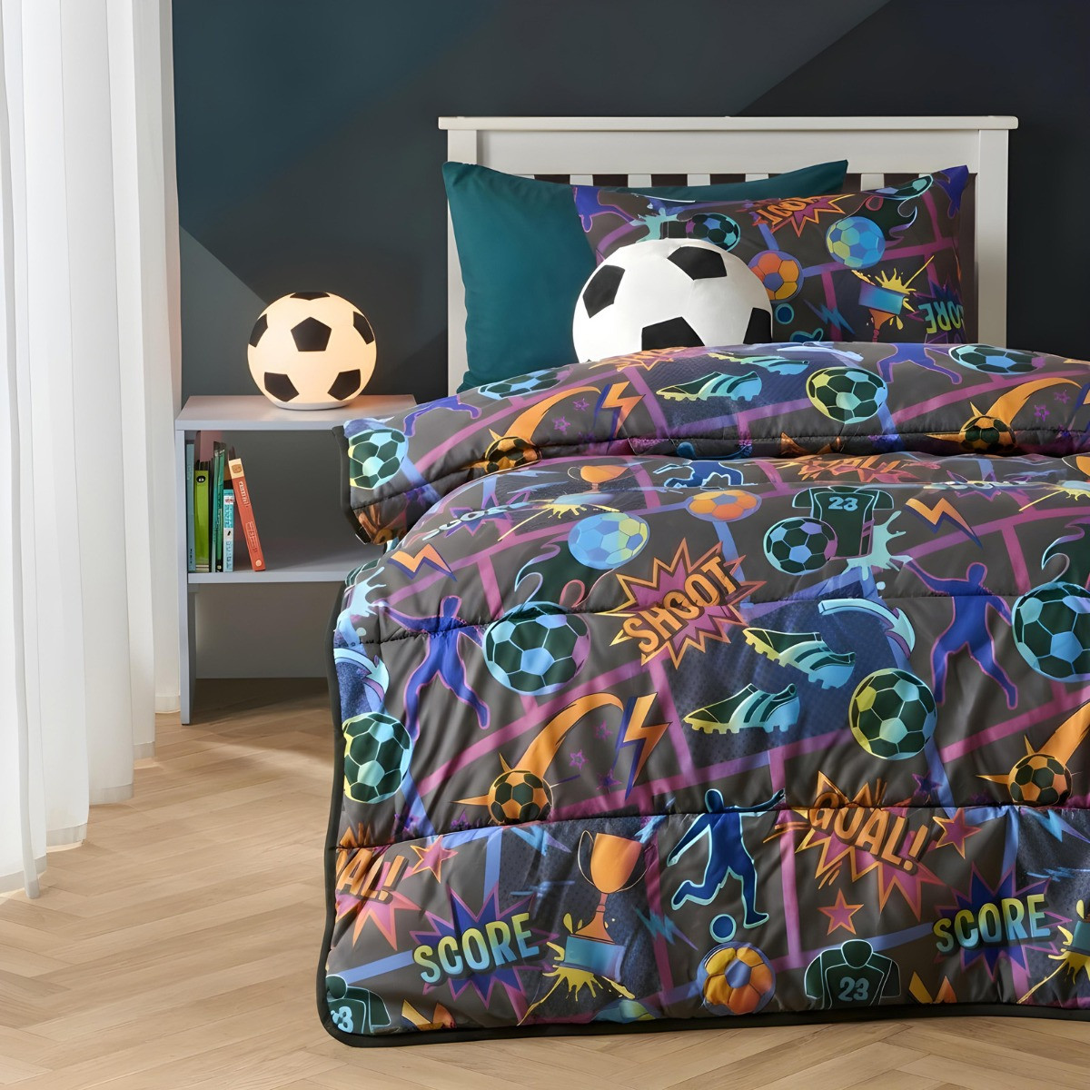 OHS Football Comic Coverless 10.5 Tog Duvet Set, Multi - Single>