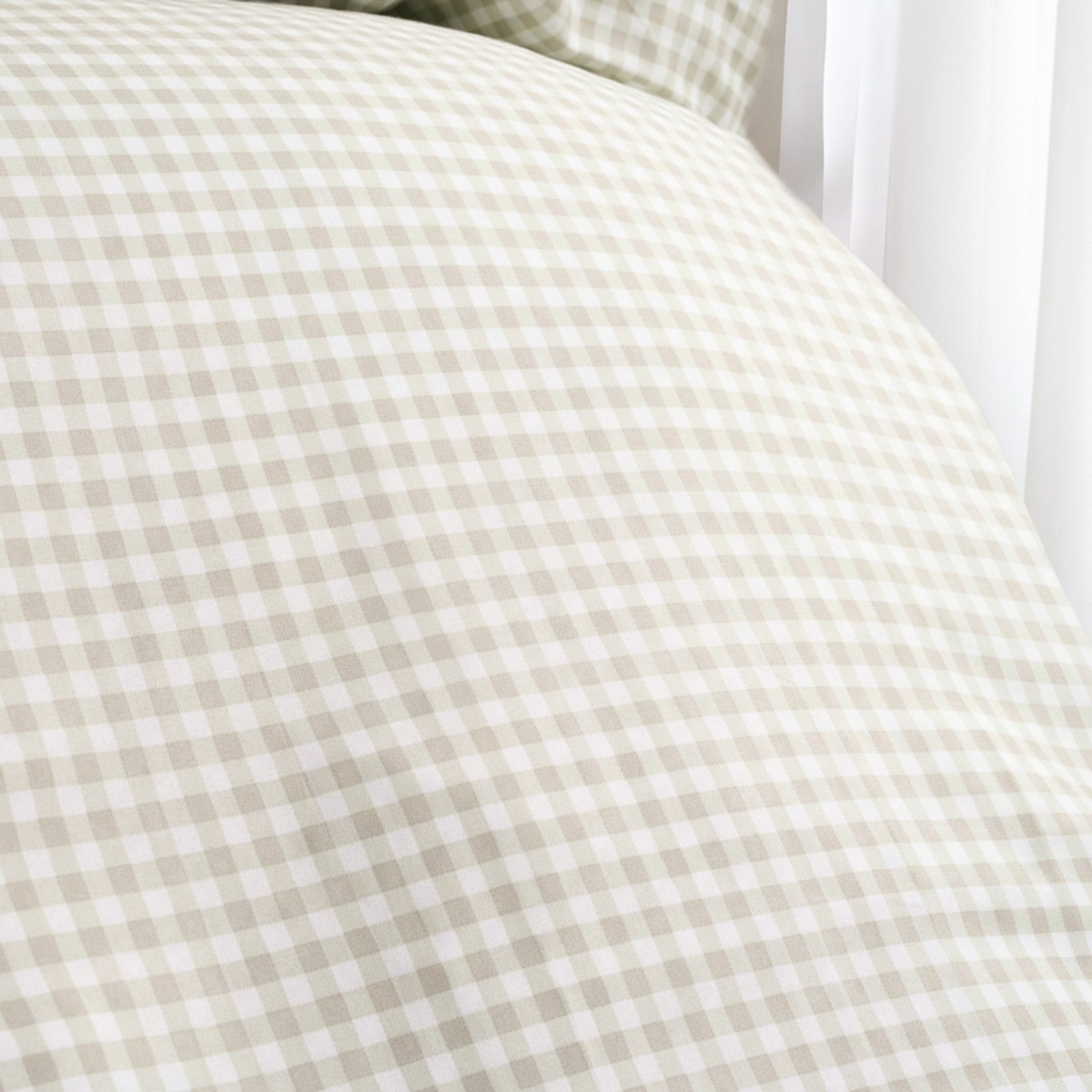 OHS Wave Border Gingham Duvet Set, Sage - King>