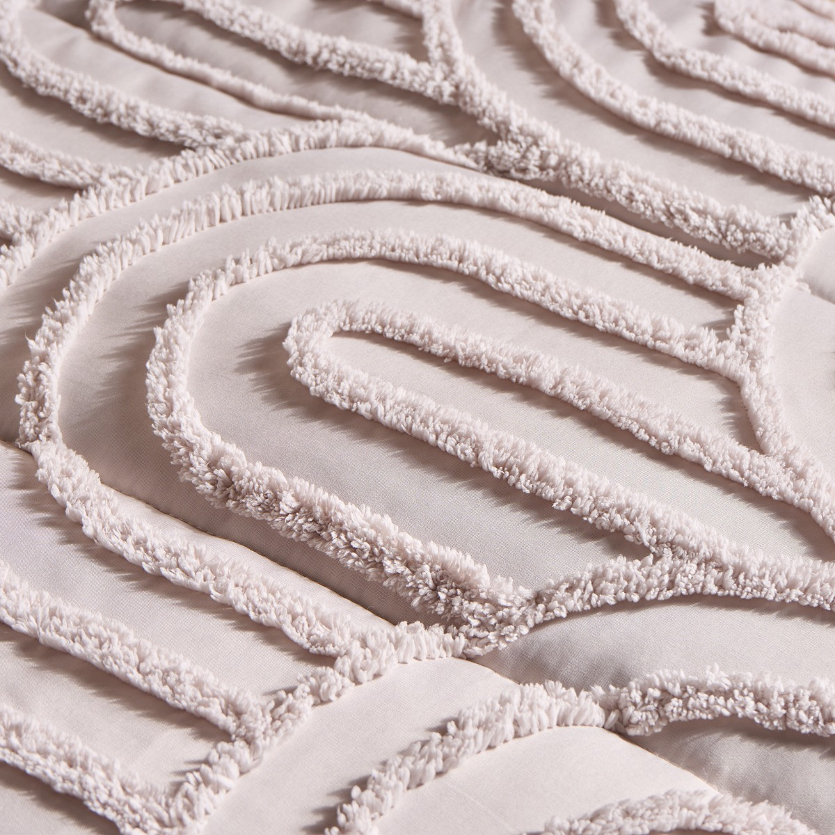 OHS Tufted Arches Quilted Coverless 7.5 Tog Duvet Set - Stone>