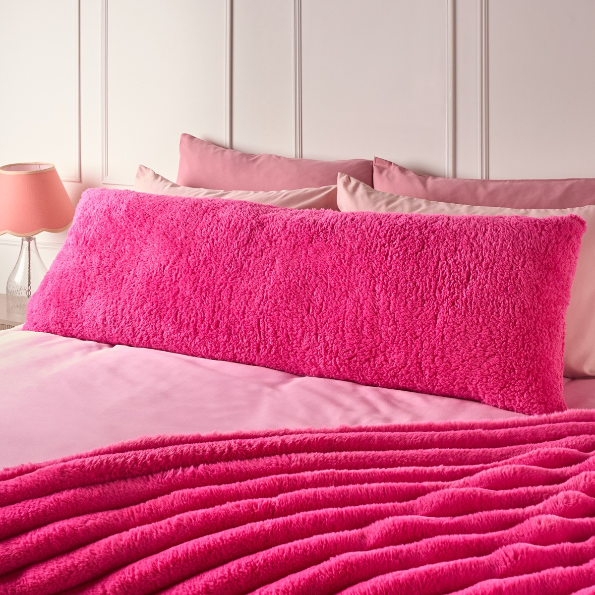 OHS Teddy Bolster Pillow - Hot Pink>