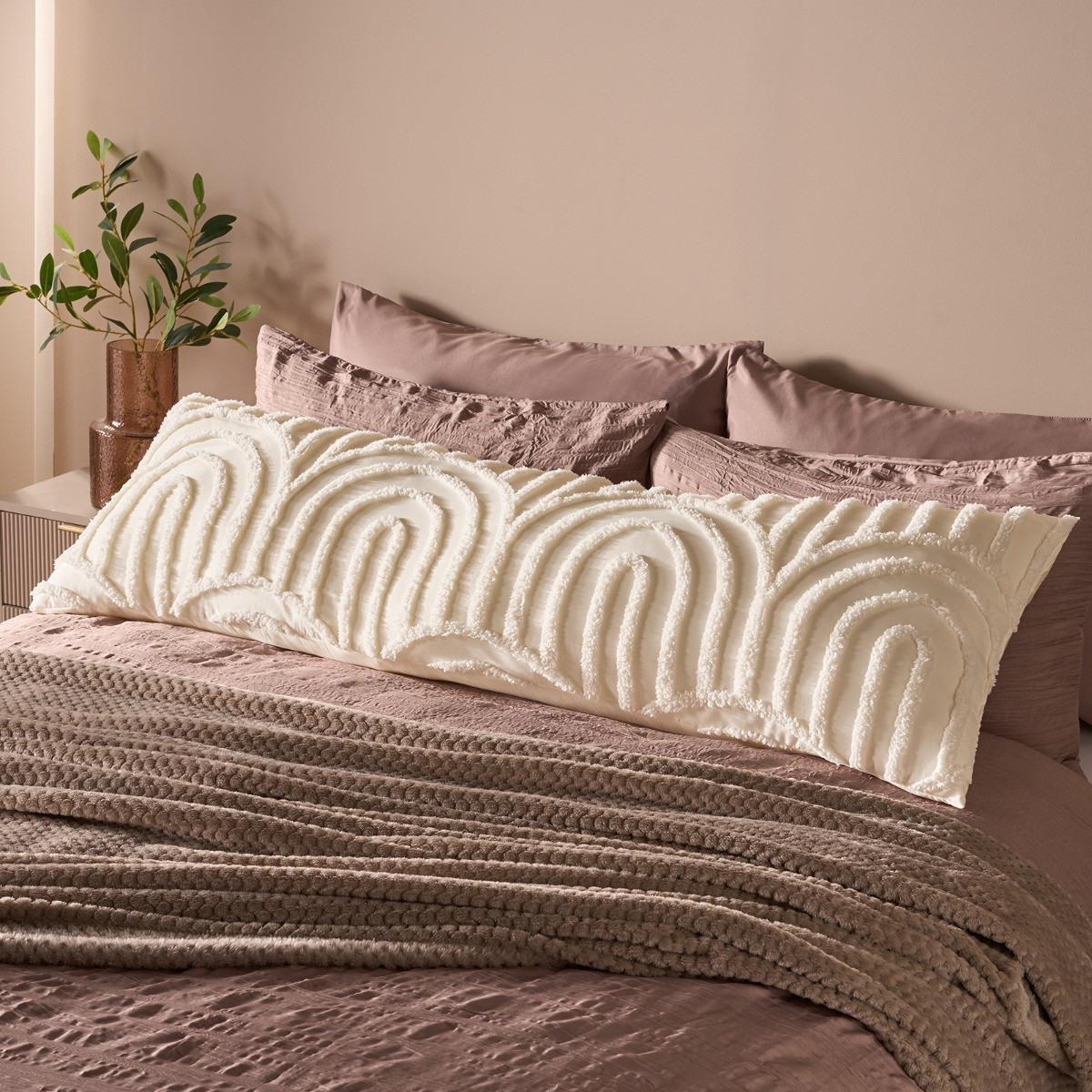 OHS Tufted Arches Bolster Pillow - Cream>