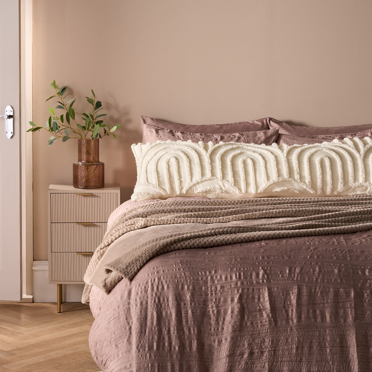 OHS Tufted Arches Bolster Pillow - Cream>