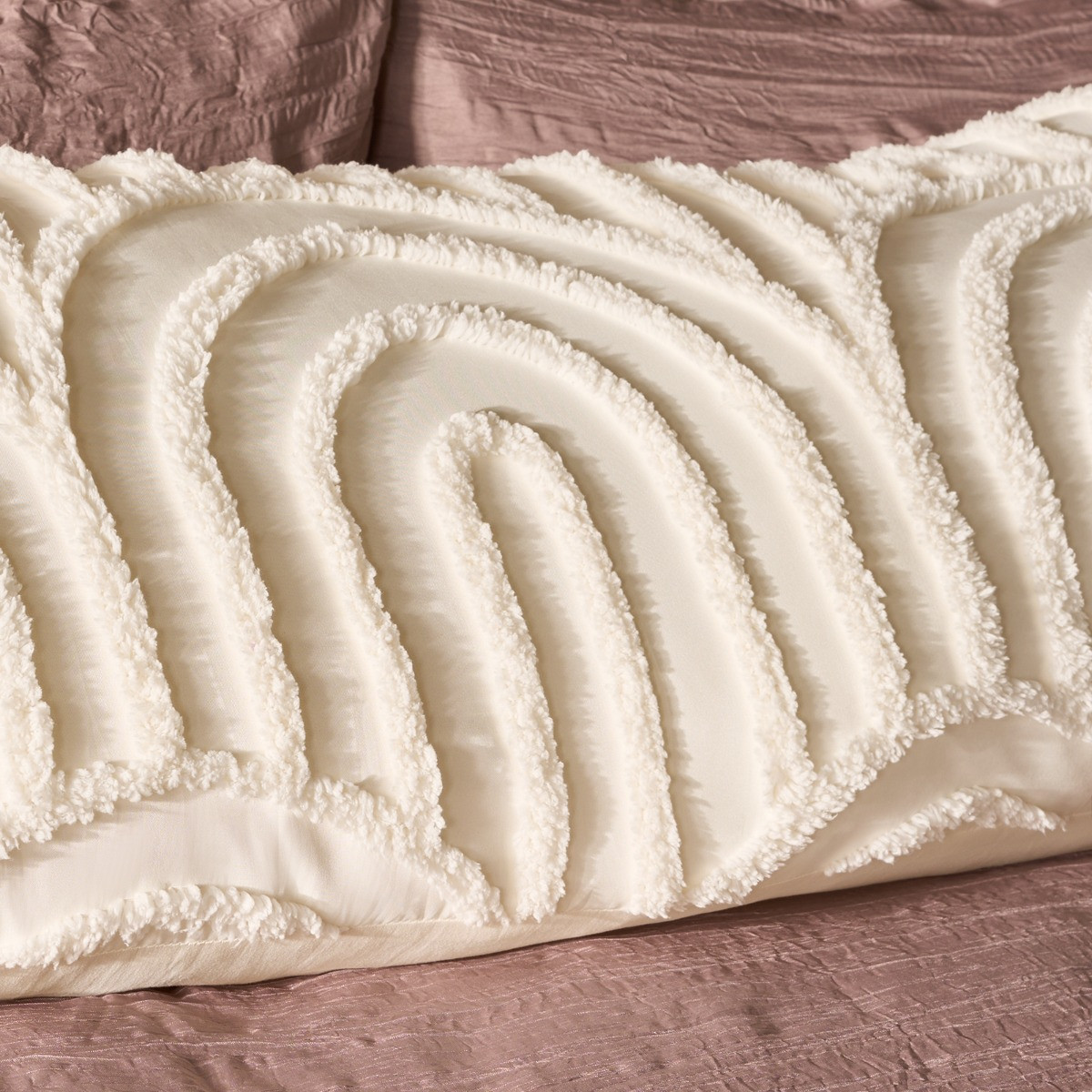 OHS Tufted Arches Bolster Pillow - Cream>