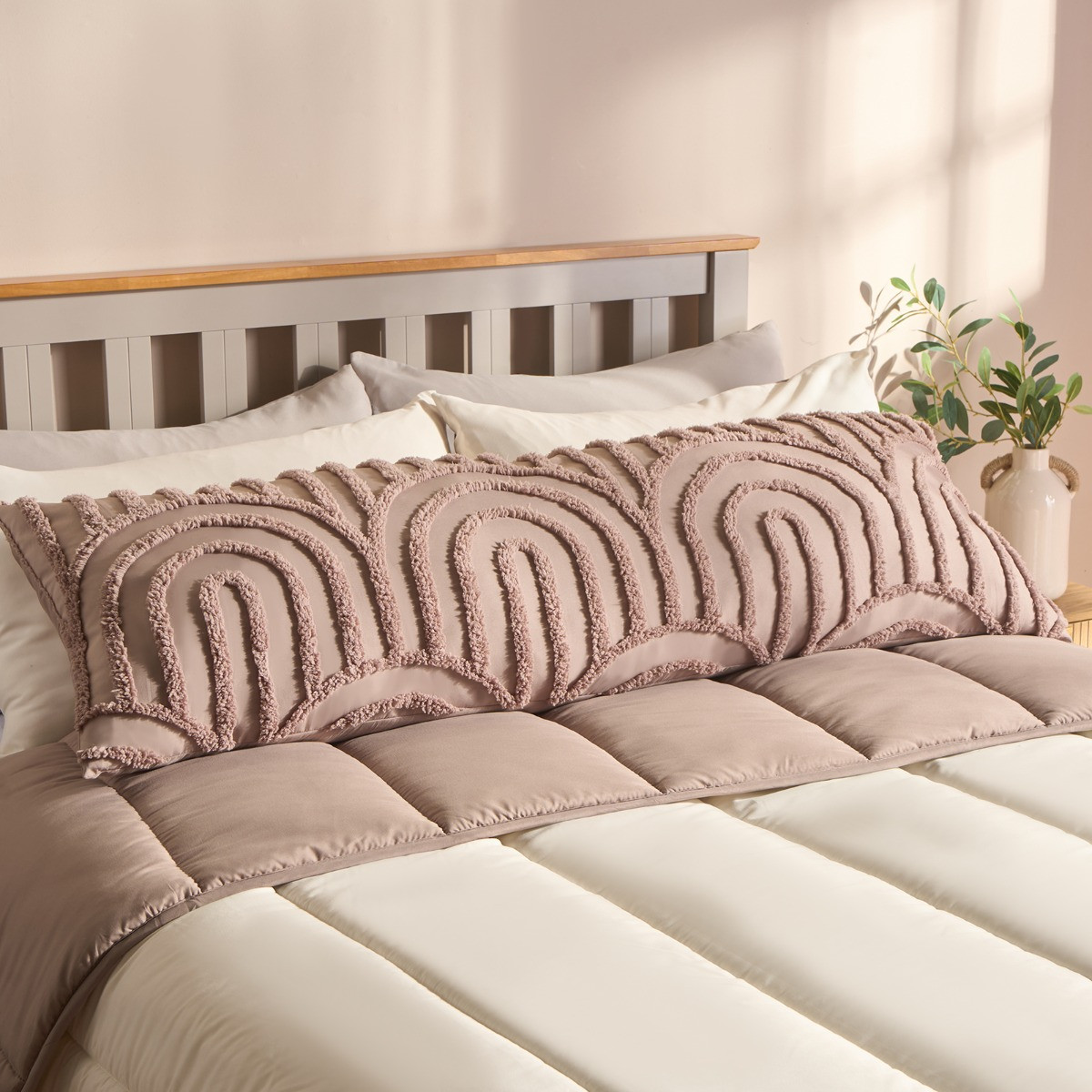 OHS Tufted Arches Bolster Pillow - Natural>