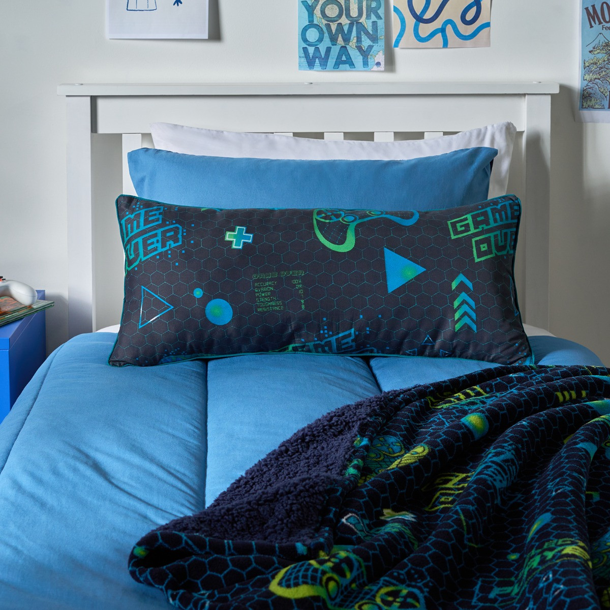 OHS Kids Gaming Bolster Pillow - Navy>