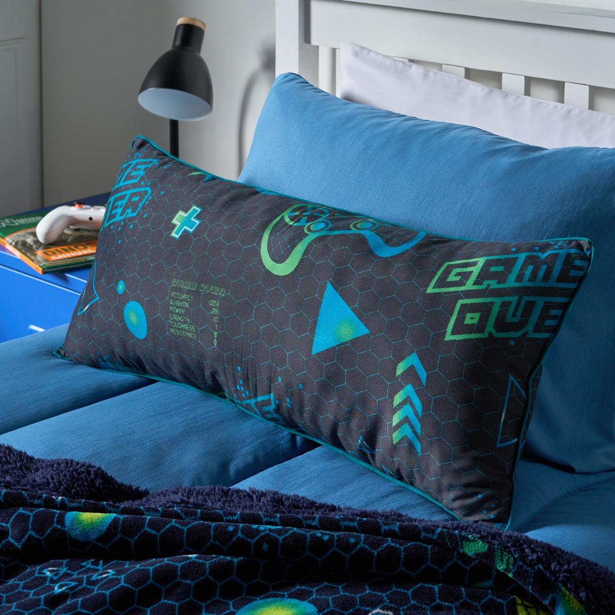 OHS Kids Gaming Bolster Pillow - Navy>
