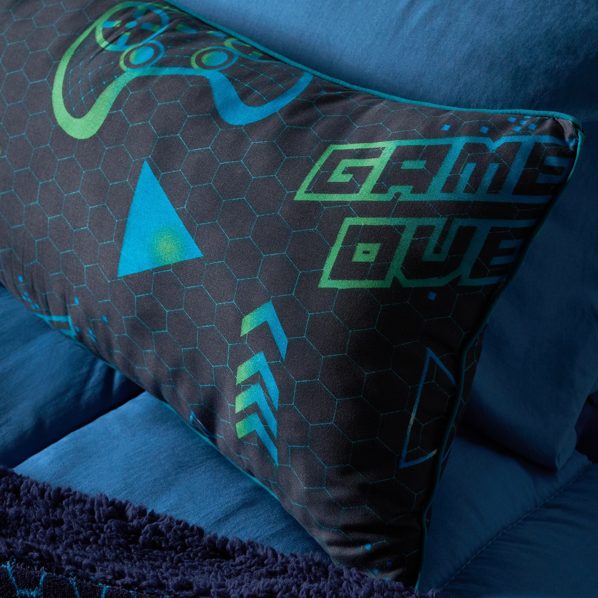OHS Kids Gaming Bolster Pillow - Navy>