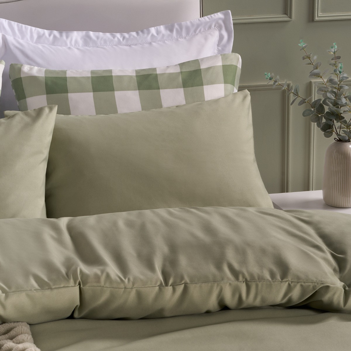 OHS Plain Duvet Cover Set, Sage - King>
