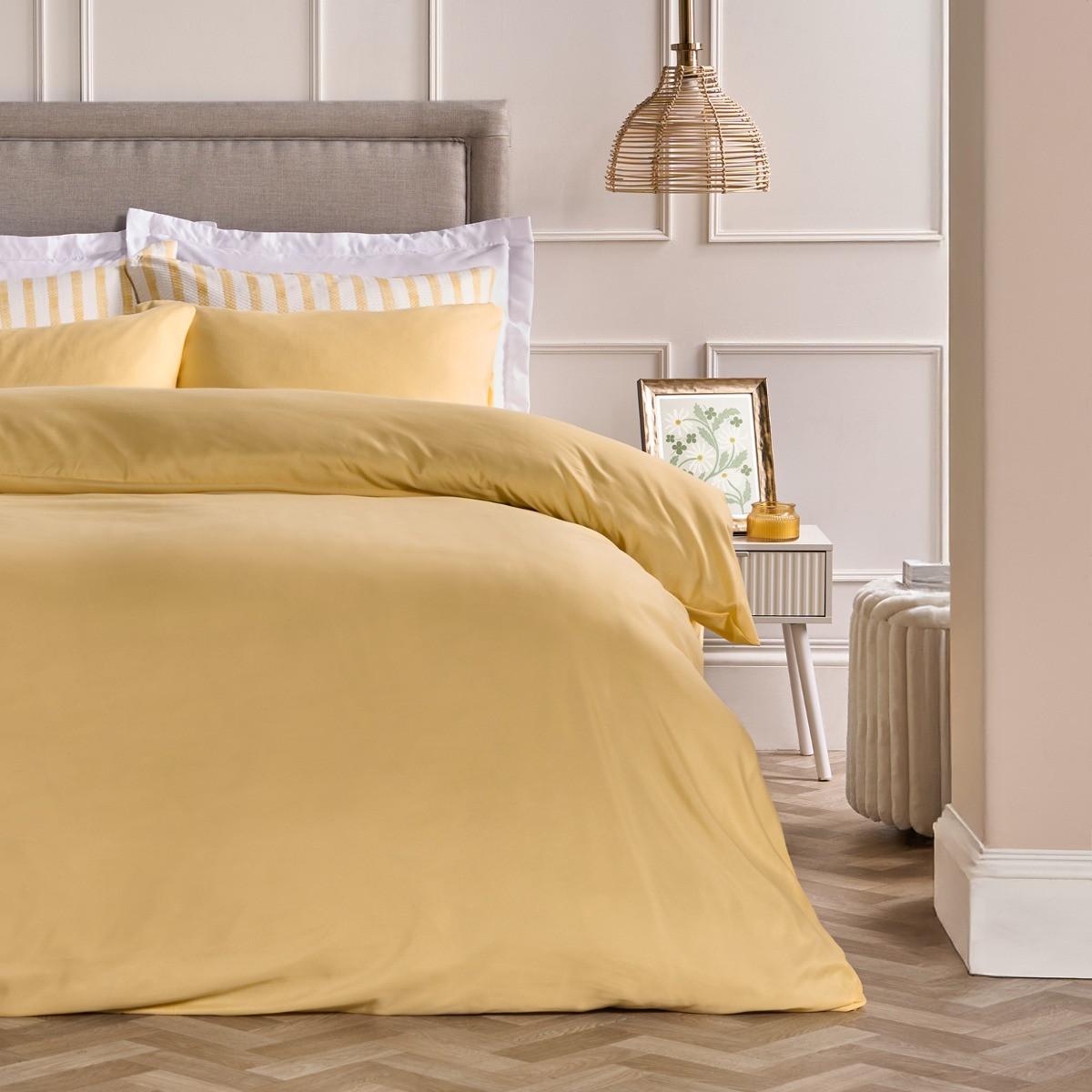 OHS Plain Duvet Cover Set - Lemon>