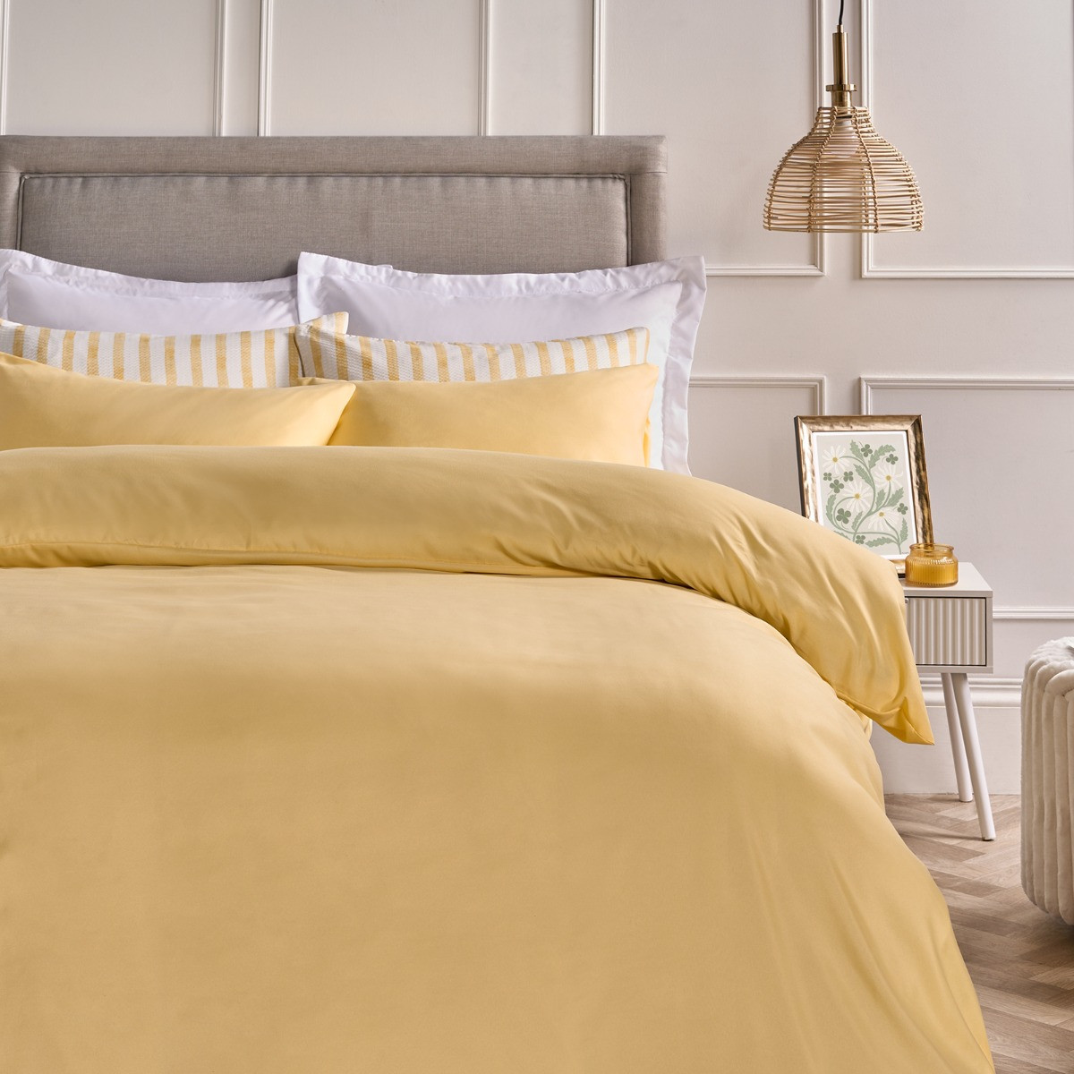 OHS Plain Duvet Cover Set - Lemon>