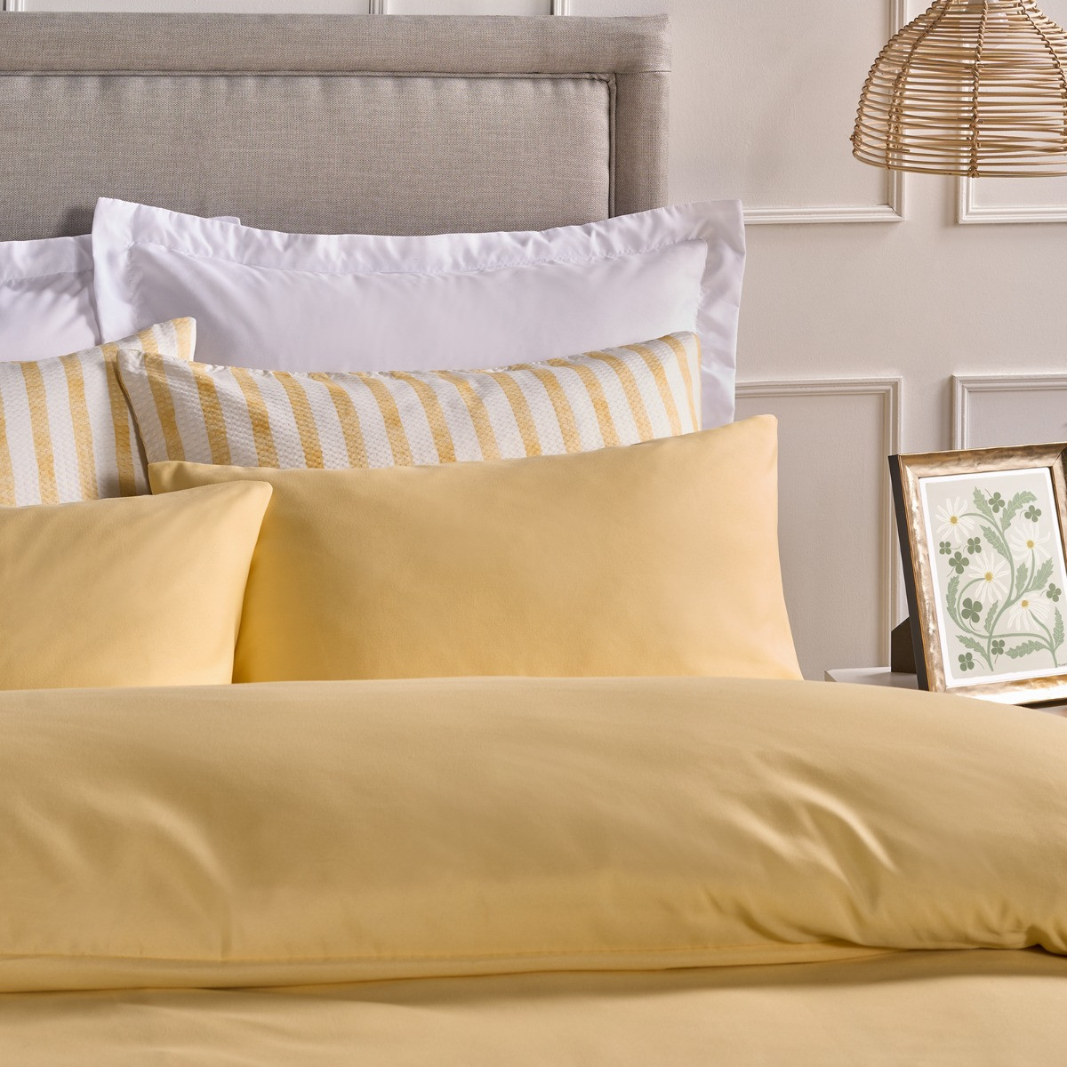 OHS Plain Duvet Cover Set - Lemon>
