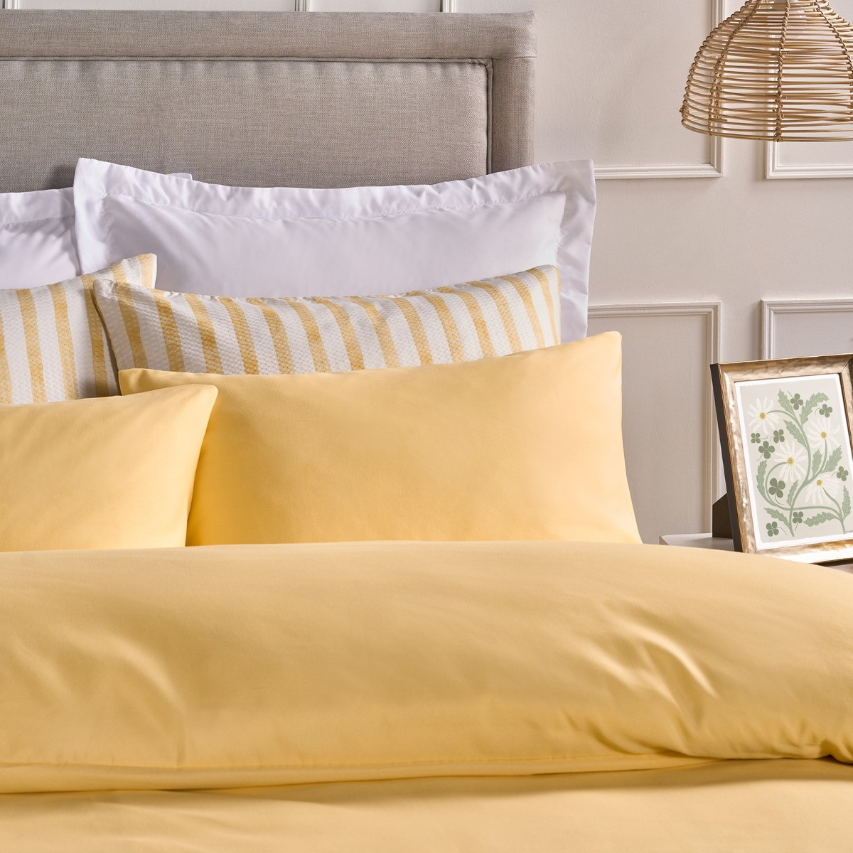 OHS Plain Duvet Cover Set, Lemon - Single>