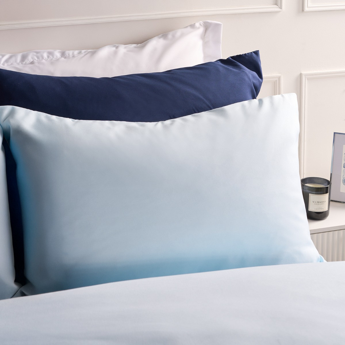 OHS Plain Duvet Cover Set, Light Blue - Double>