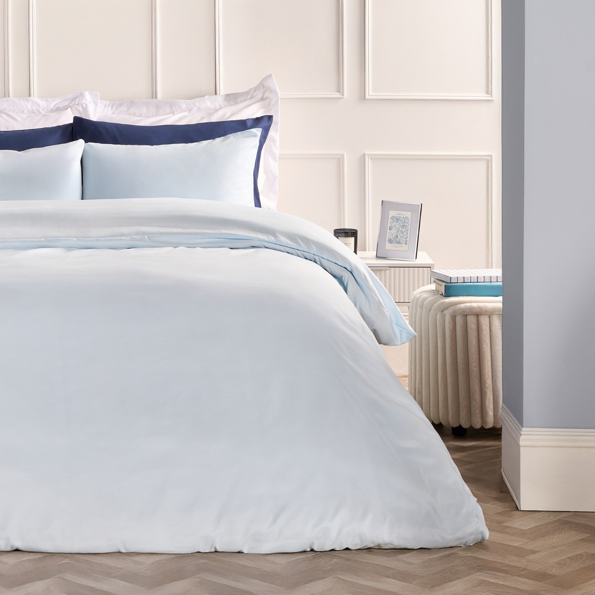 OHS Plain Duvet Cover Set - Light Blue>