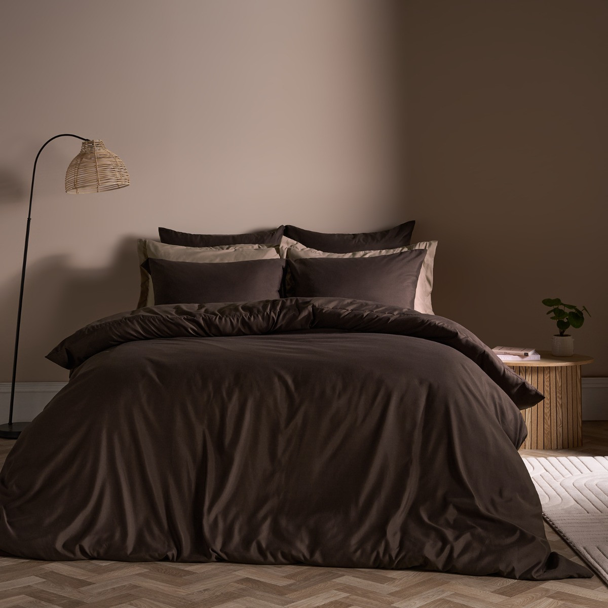OHS Plain Duvet Cover Set, Coffee - King>