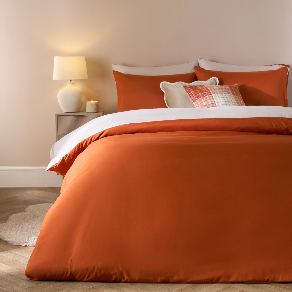 OHS Reversible Duvet Set, Rust/Stone -  King>