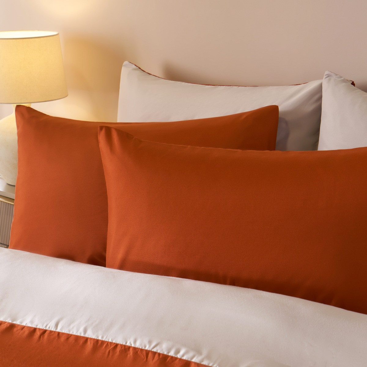 OHS Reversible Duvet Set, Rust/Stone -  King>