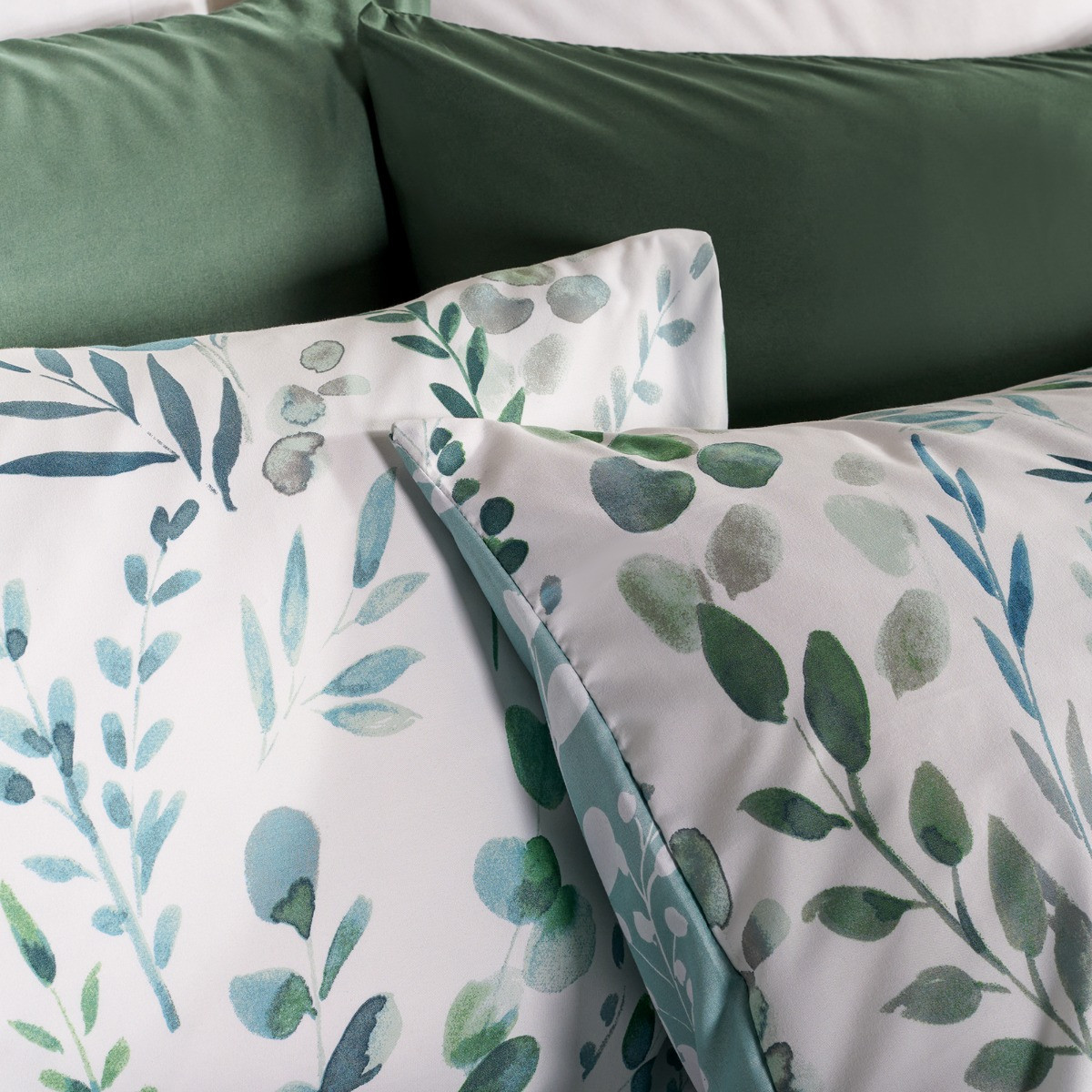 OHS Watercolour Floral Duvet Set, Green - Double>