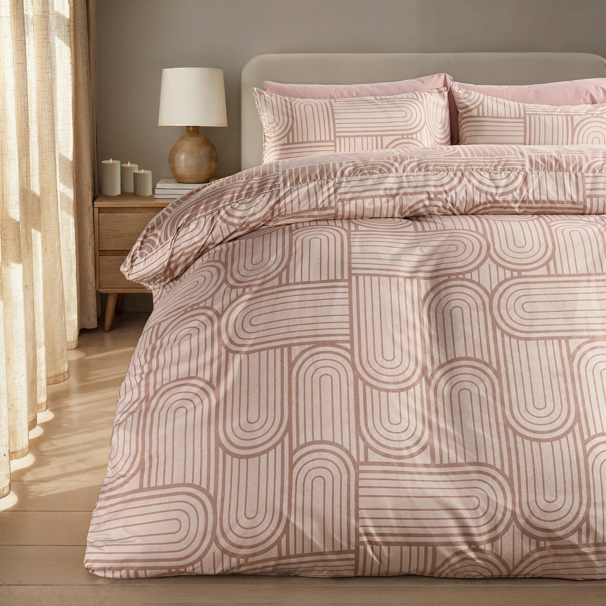 OHS Arches Print Duvet Set , Natural/Stone - King>