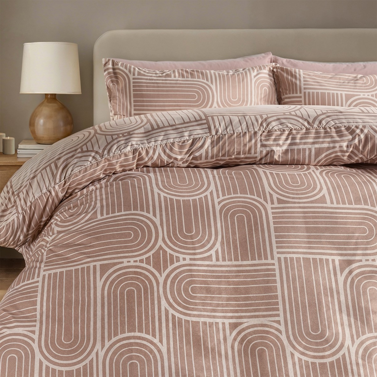 OHS Arches Print Duvet Set , Natural/Stone - King>
