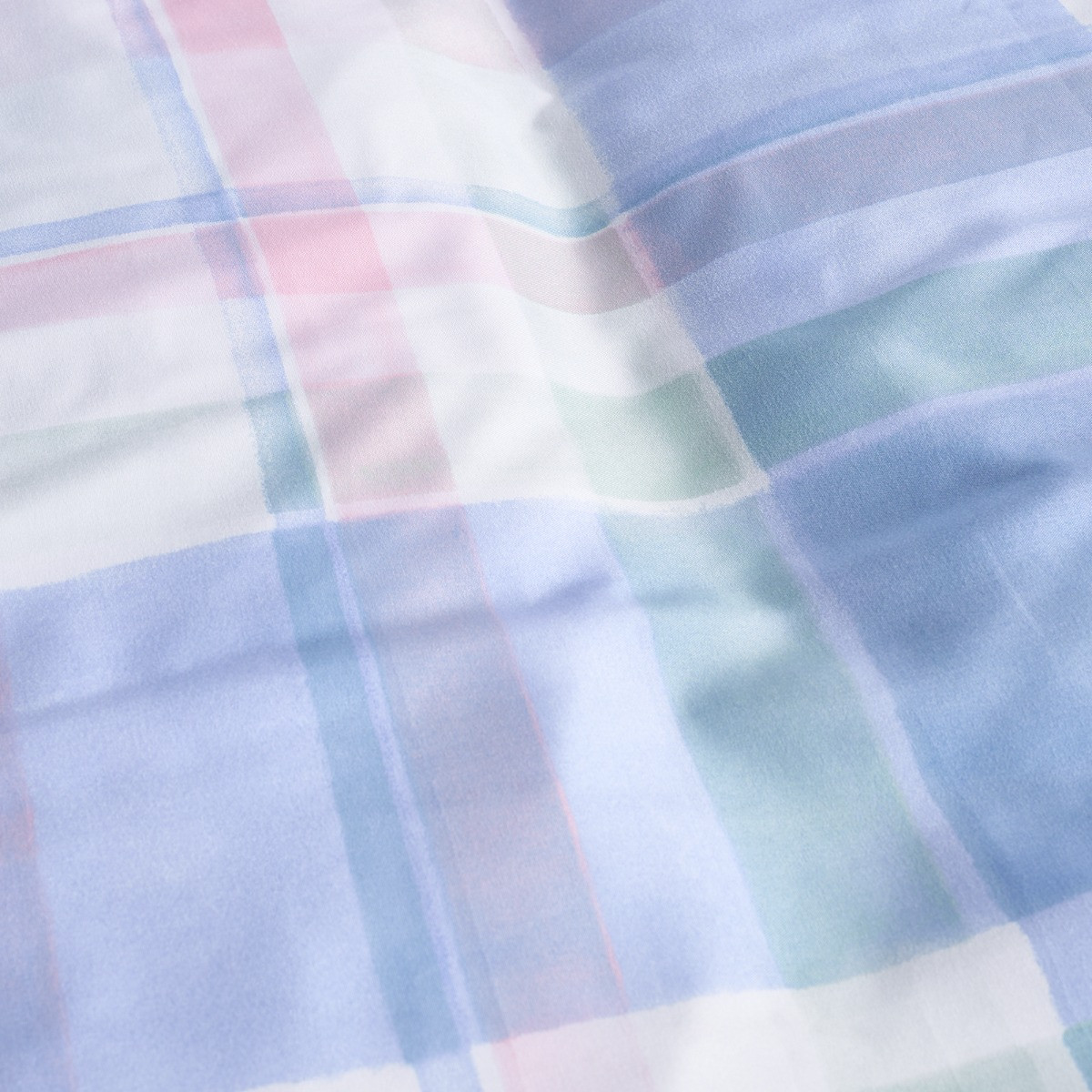 OHS Watercolour Check Print Duvet Set, Blue - Double>