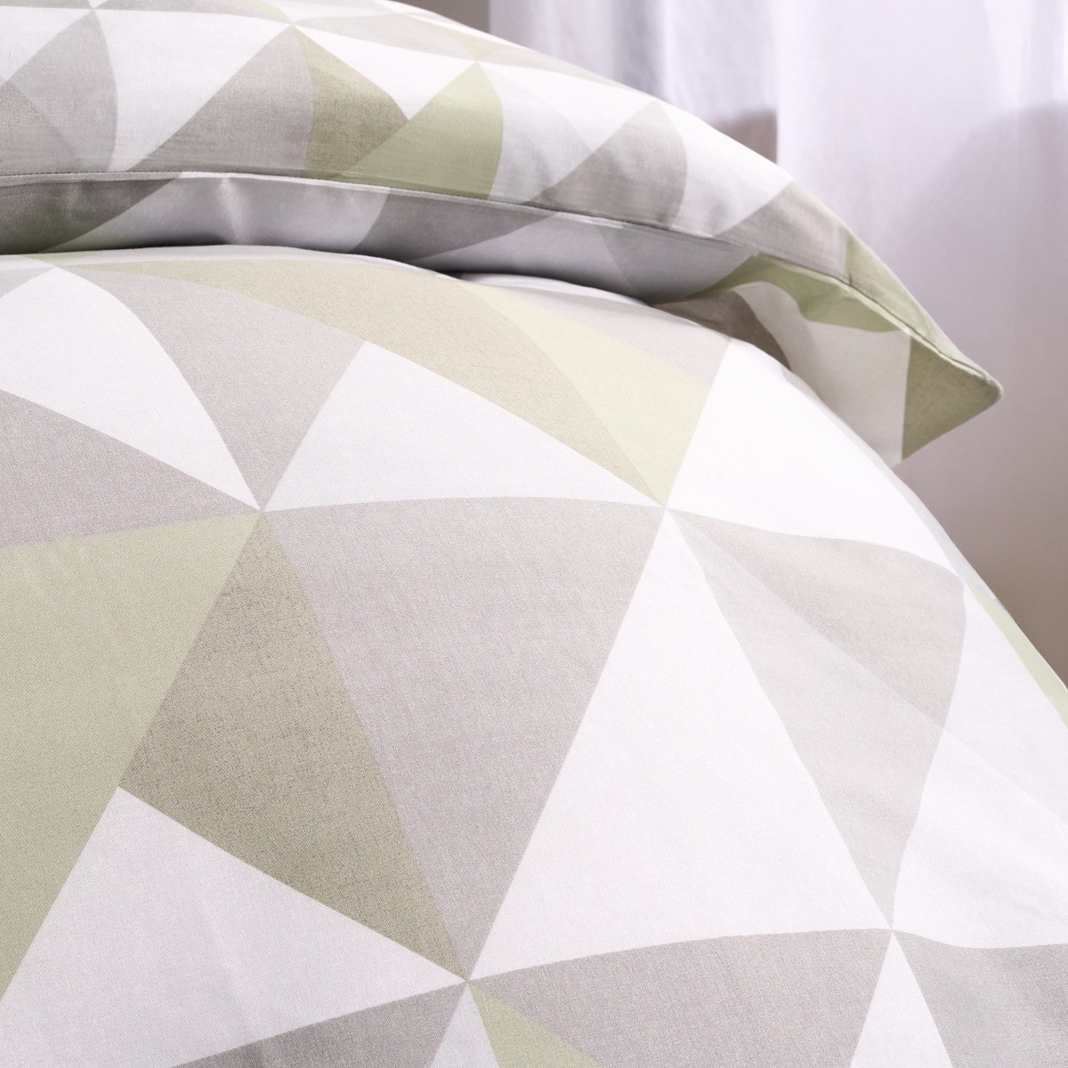 OHS Geometric Print Duvet Set - Sage>