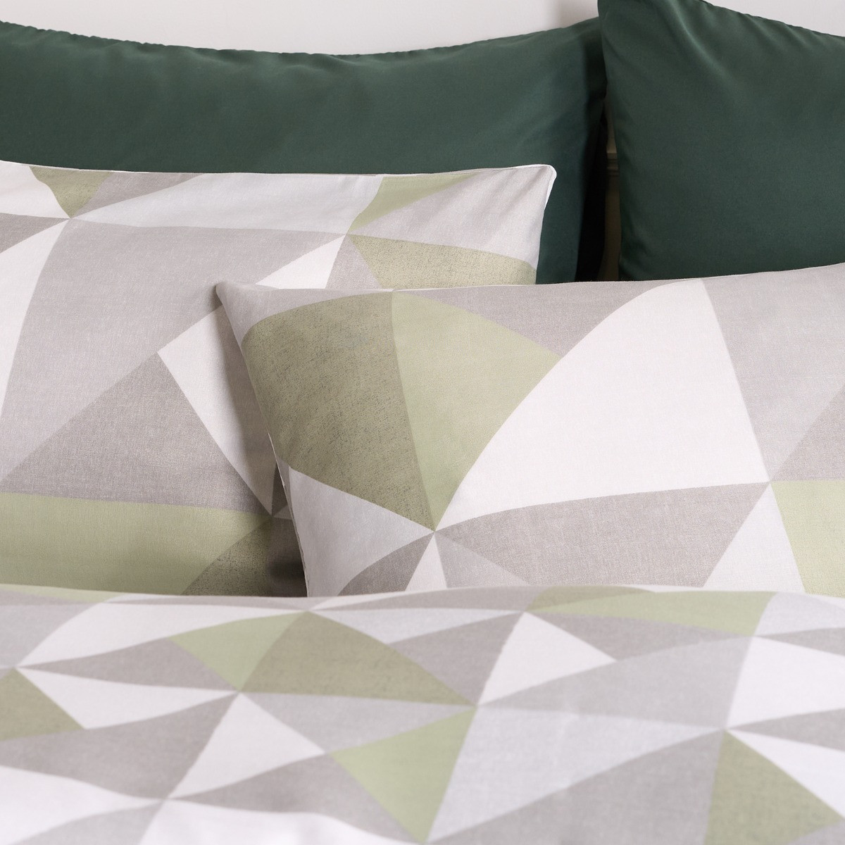 OHS Geometric Print Duvet Set - Sage>