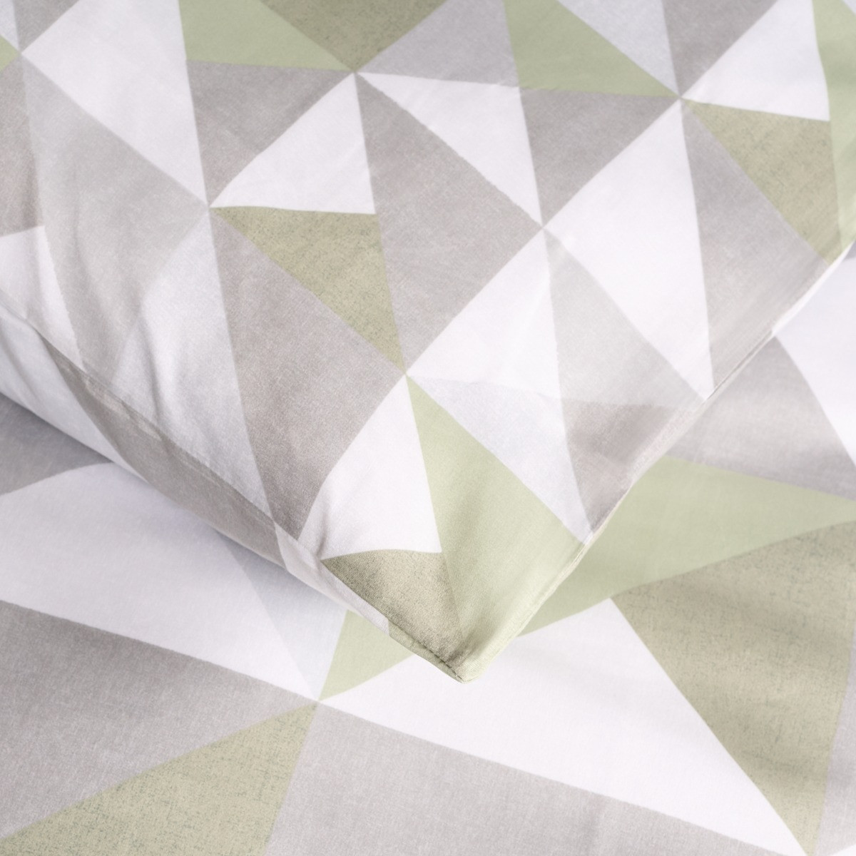 OHS Geometric Print Duvet Set, Sage -Double>