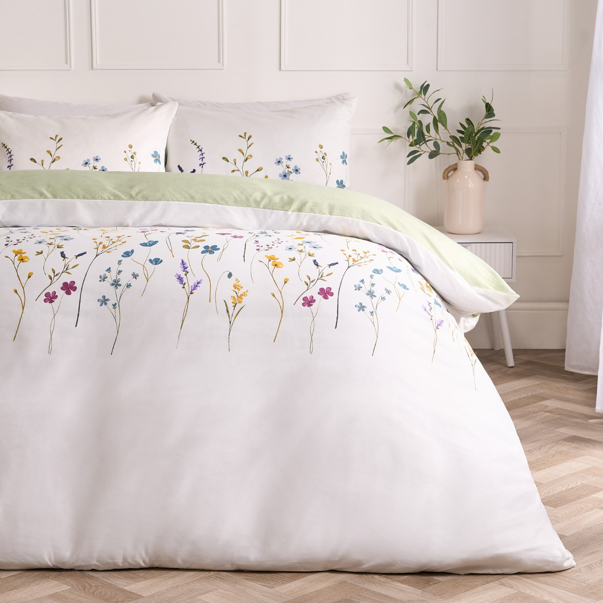 OHS Floral Border Duvet Set, Multi - Single>