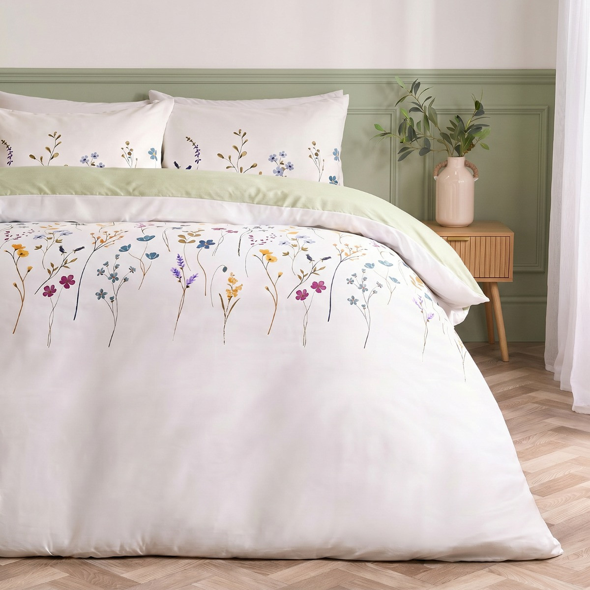 OHS Floral Border Duvet Set - Multi>