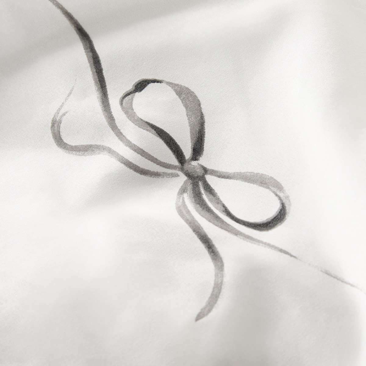 OHS Bow Border Duvet Cover Set, White/Black - Single>