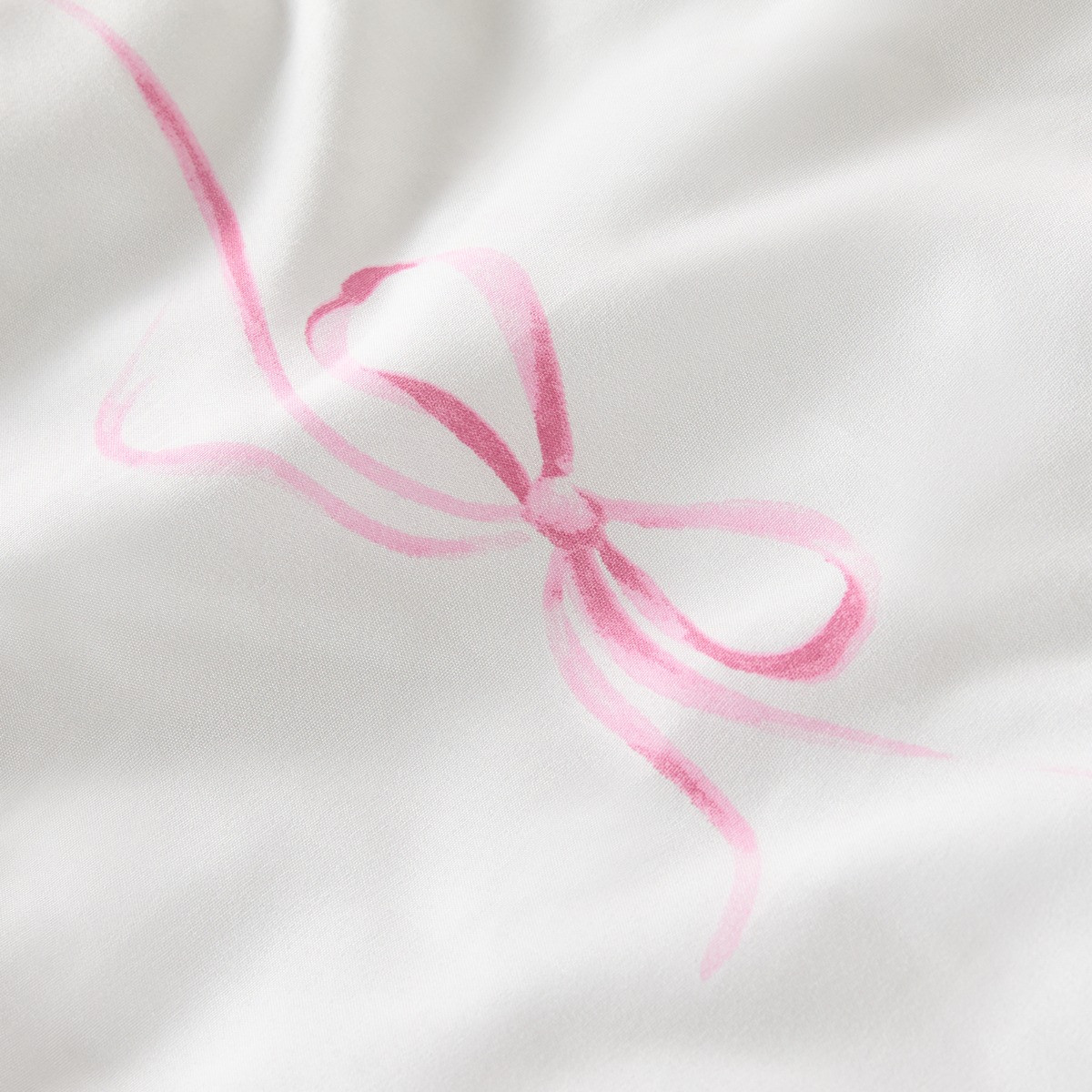 OHS Bow Border Duvet Cover Set, White/Pink - King>