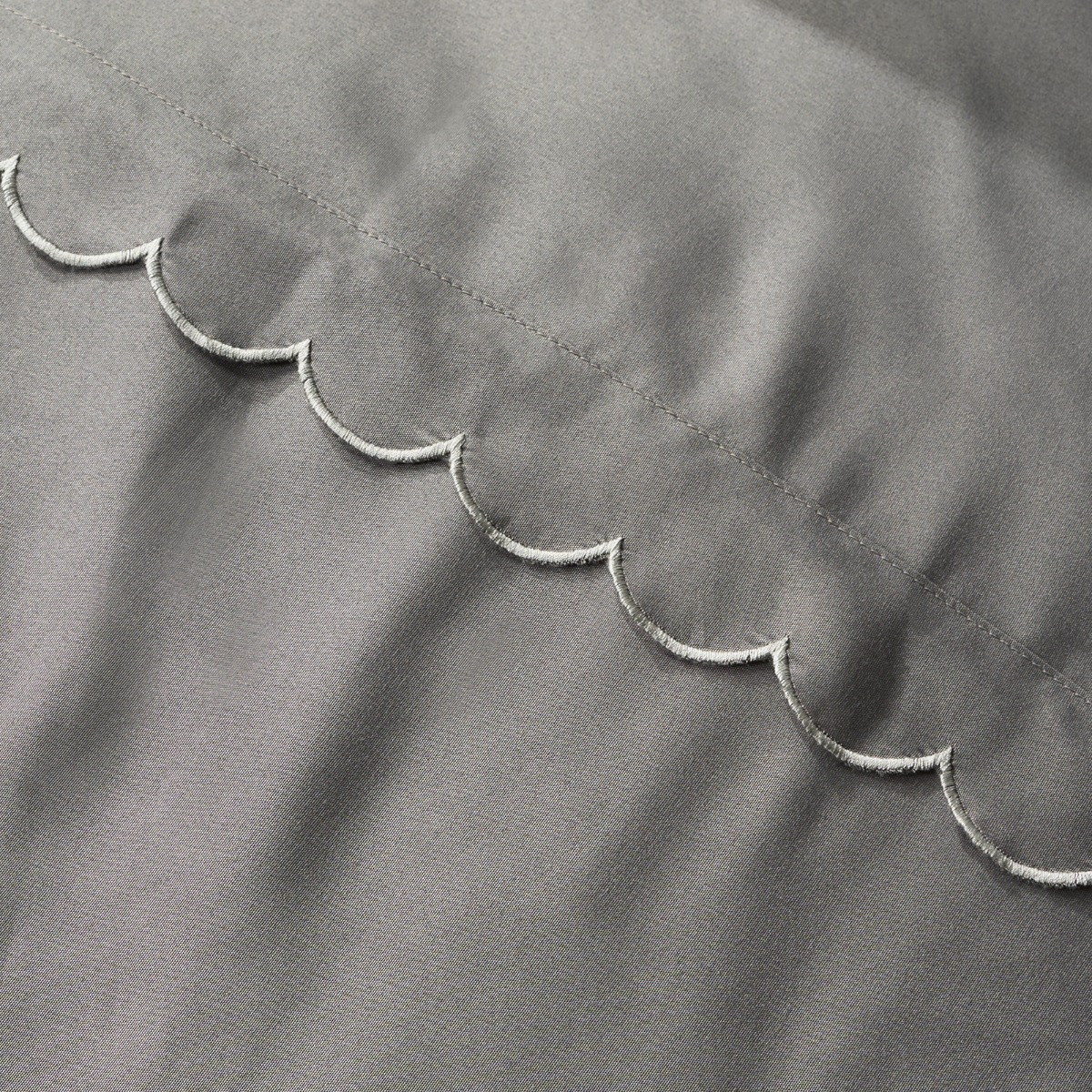 OHS Scallop Edge Contrast Duvet Cover Set, Grey/Silver - King>