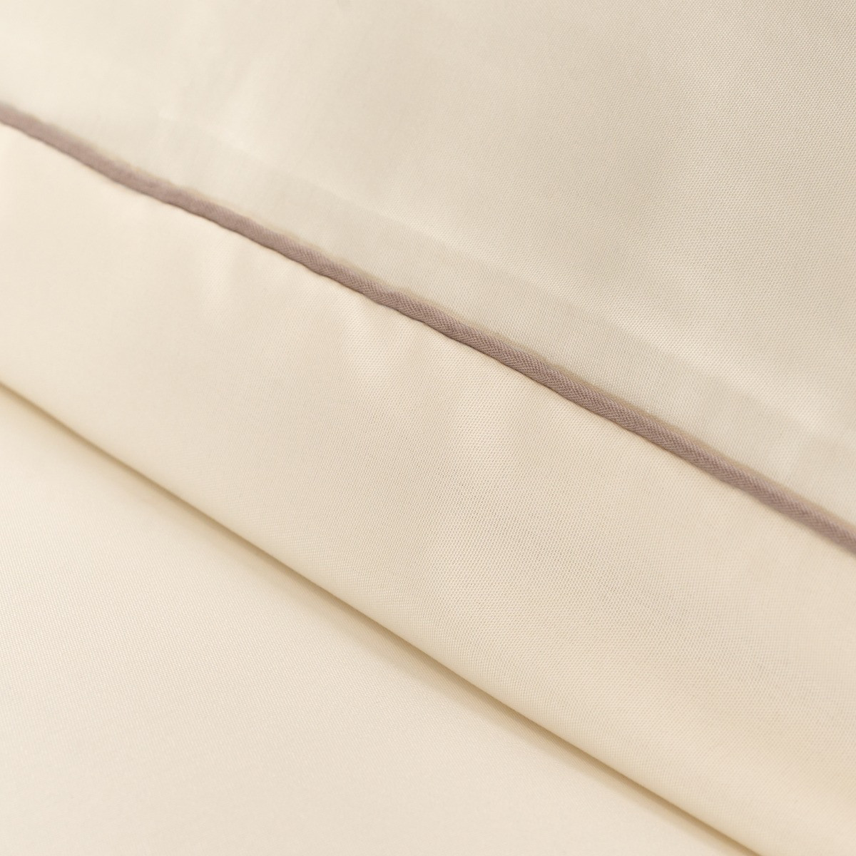 OHS Piped Edge Duvet Cover Set, Ivory/Mink - Double>