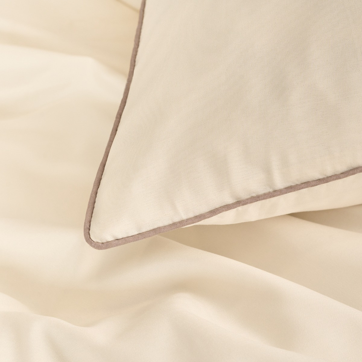 OHS Piped Edge Duvet Cover Set - Ivory/Mink>