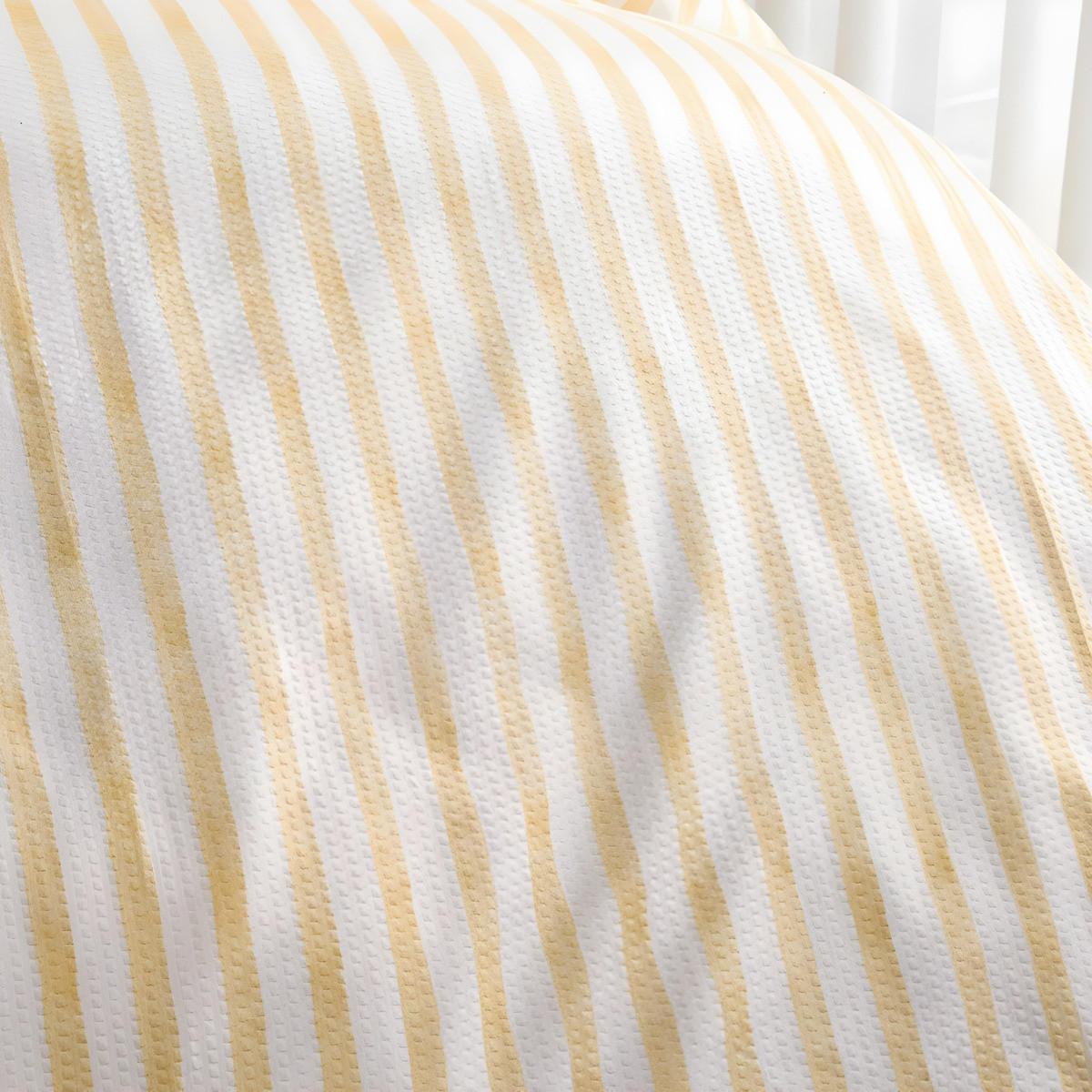 OHS Waffle Watercolour Stripe Duvet Set, Lemon - King>